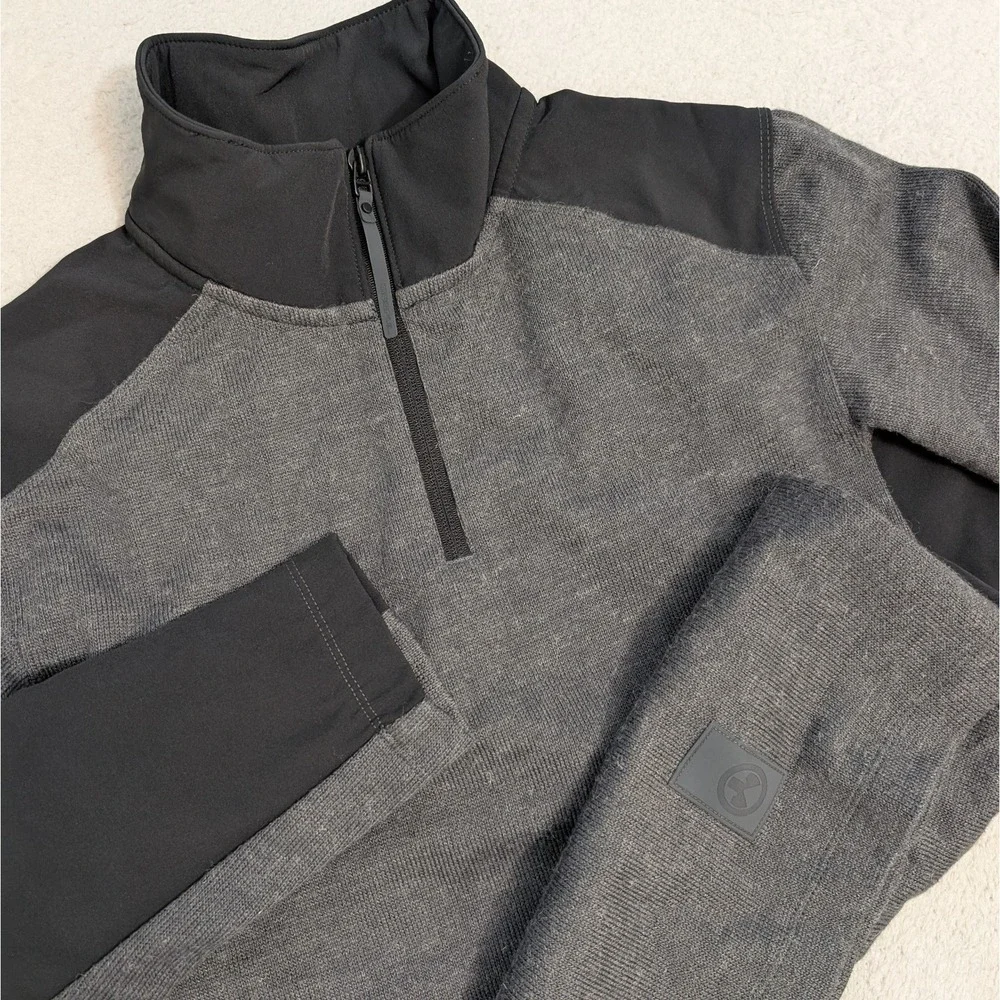 Magpul Men's Sm Gray & Black‎ Long Sleeve 1/4 Zip Wool Blend Pullover Jacket EUC